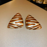 Trendy Enamel Color Metal Texture Small Hoop Earrings, Gold Plated Jewellery Gifts.