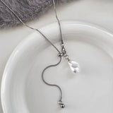 Stainless Steel Long with Pearls Necklace for Women Adjustable Chain Fashion Jewellery.