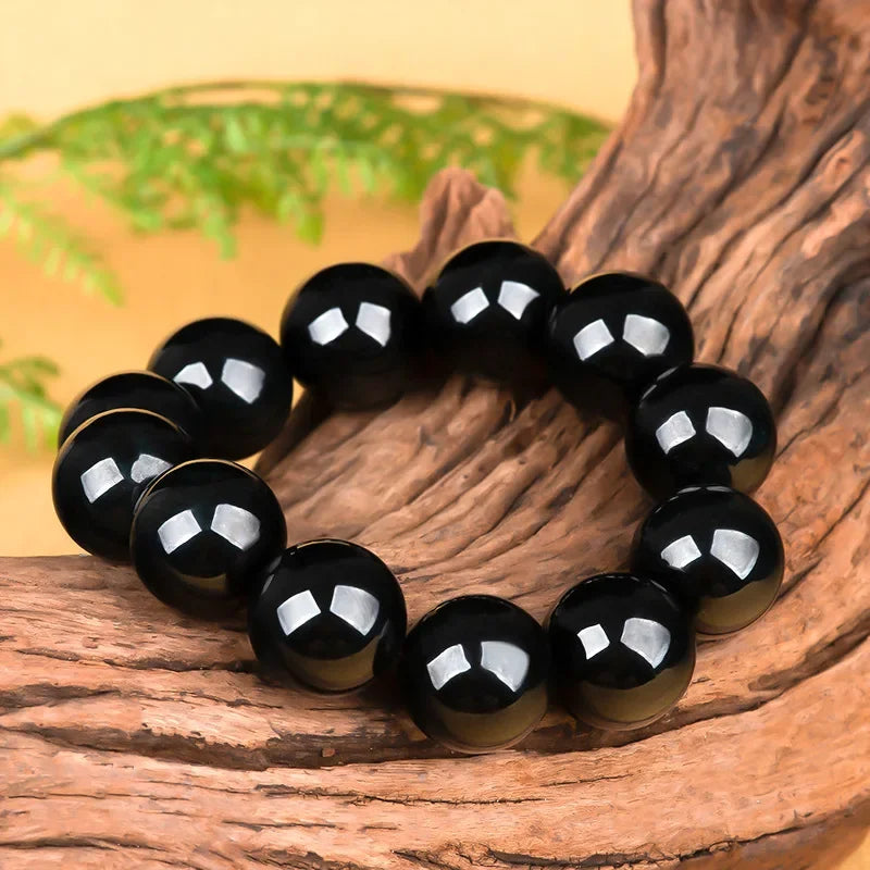10-20mm Burmese Jade Beaded Bracelets Fashion Gemstones Jadeite Certificate Man Natural Carved Bracelet Jewelry Gifts Black Men