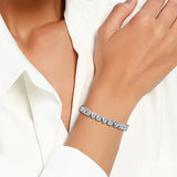 14K Gold Trendy Heart 4mm Lab Diamond Bangle Bracelet Jewellery Gift.
