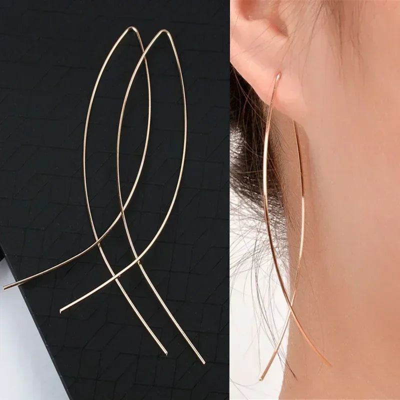 Long Wavy Fringe Hanging Earrings High-End Jewelry.