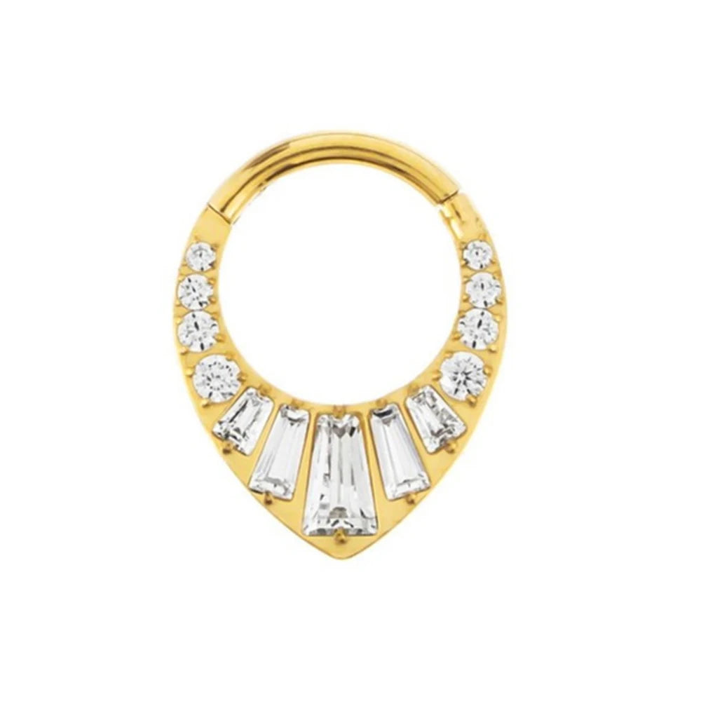 Water Drop Septum Piercing Nose Ring Clicker Cubic Zirconia Cartilage Dailly Earrings.