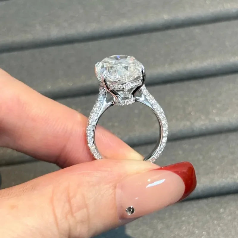 8CT Oval Cut All Moissanite Ring S925 Silver Sparkling Lab Diamond Moissanite Fine Jewellery