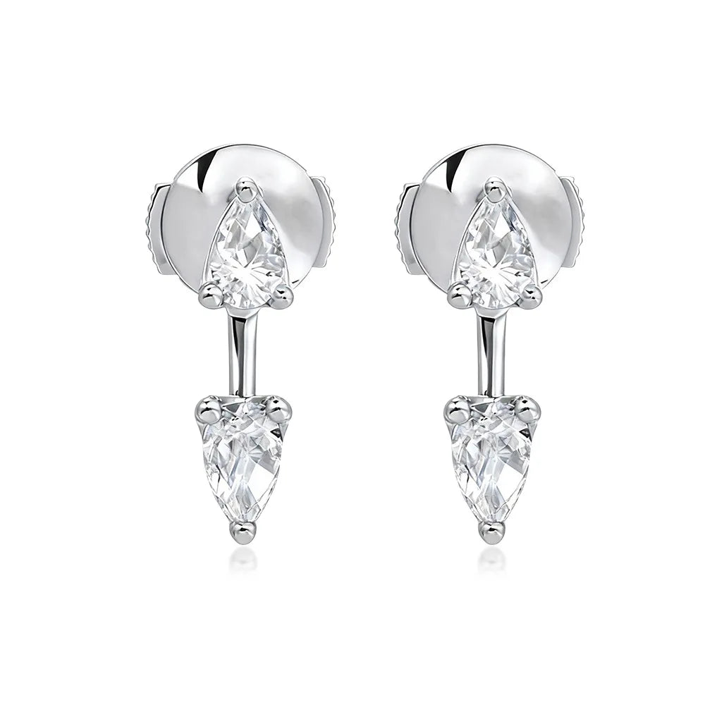 1CT D Color Moissanite Teardrop Earrings - 925 Sterling Silver Plated 18K Gold Drop Earrings Luxury Jewelry
