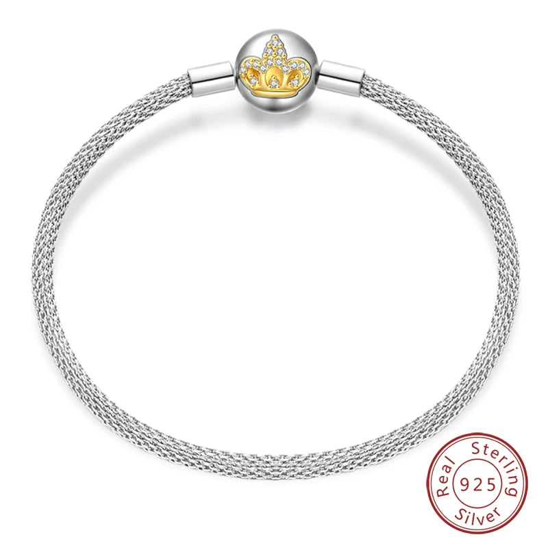 Bracelet Silver 925 Original Star Moon Sun Four Leaf Clover Green Zircon Bracelets Jewellery.