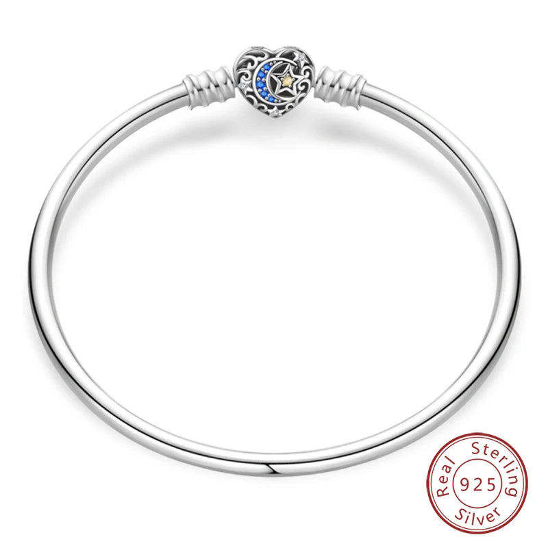 Bracelet Silver 925 Original Star Moon Sun Four Leaf Clover Green Zircon Bracelets Jewellery.