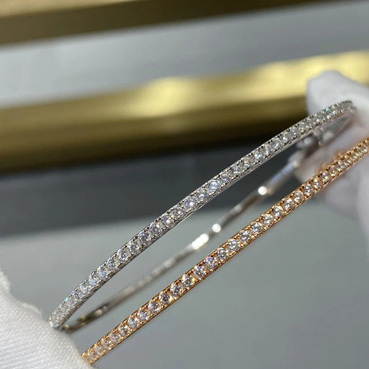 Quality Brand Pure 925 Sterling Silver Jewelry Gold Bangle Move Diamond Bangle Jewellery.