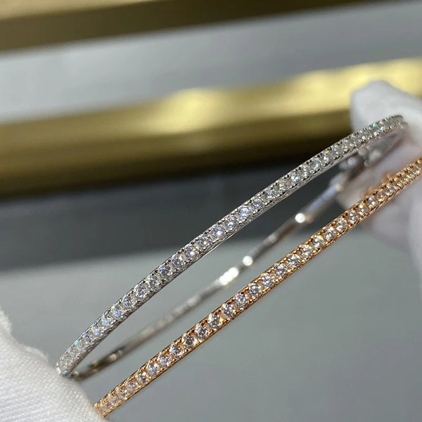 Quality Brand Pure 925 Sterling Silver Jewelry Gold Bangle Move Diamond Bangle Jewellery.