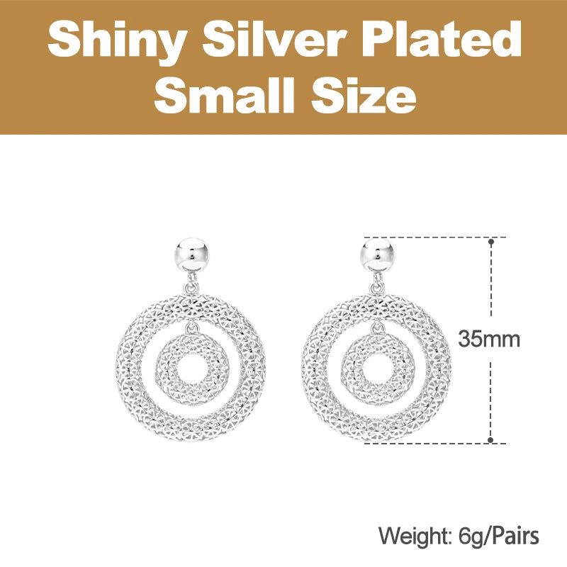 Bicyclic Ring Hollowed Out Drop Earrings For Women Brass Gold Color Earrings.