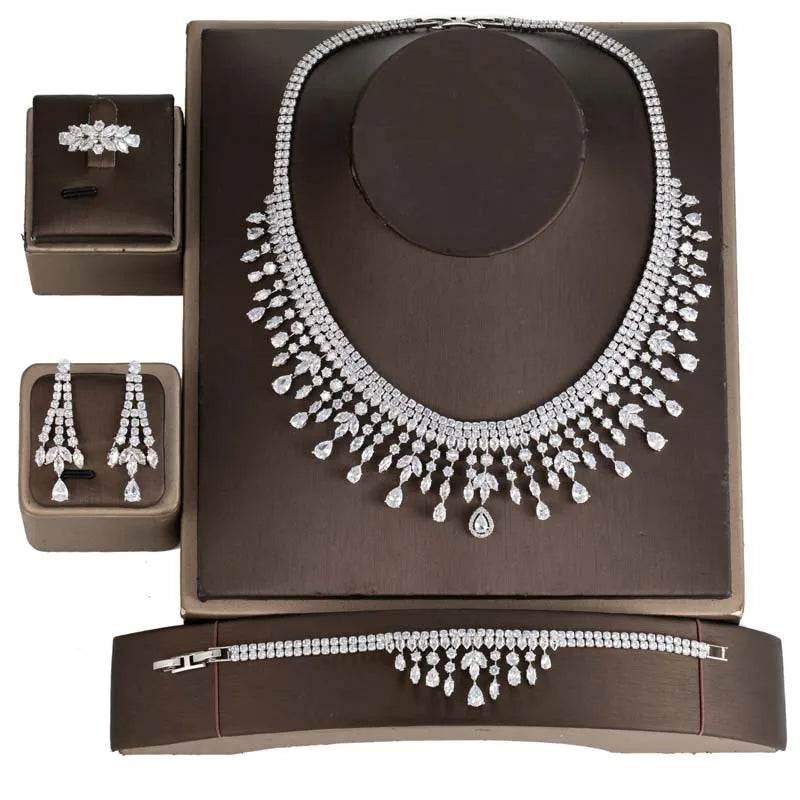 Luxurious Bracelet Earring Necklace And Ring Set Accessories.