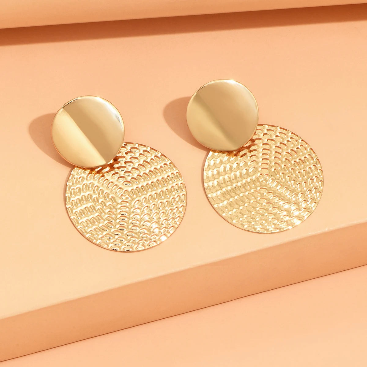 Trendy Geometric Metal Round Earrings.