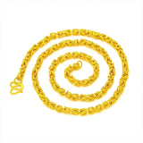 24K real gold hollowed out men's necklace, men's  cylindrical necklace, light pearl gold jewellery.