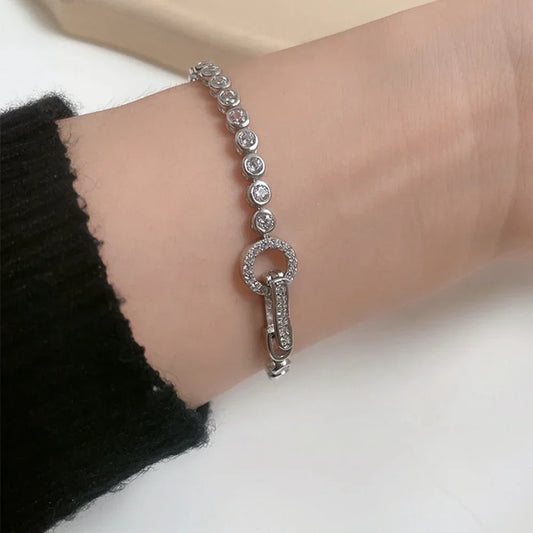 100% 925 Sterling Silver Create Moissanite Chain Bracelet.