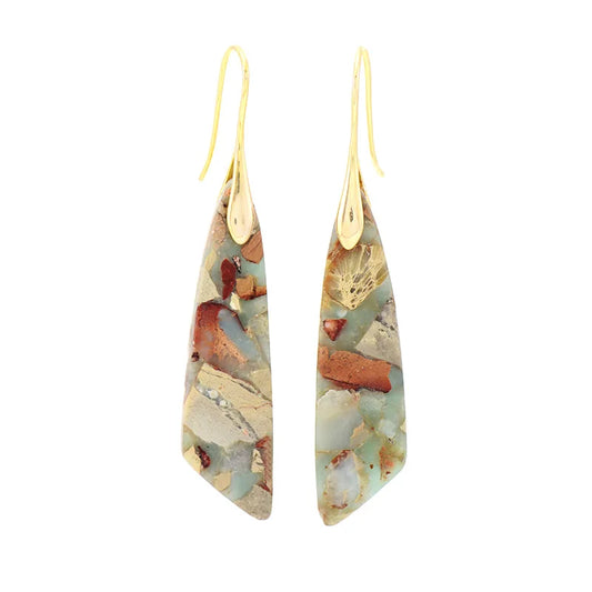 Natural Stone Earrings Bohemian, Emperor Stone Geometric Pendant Earring Luxury Jewellery.