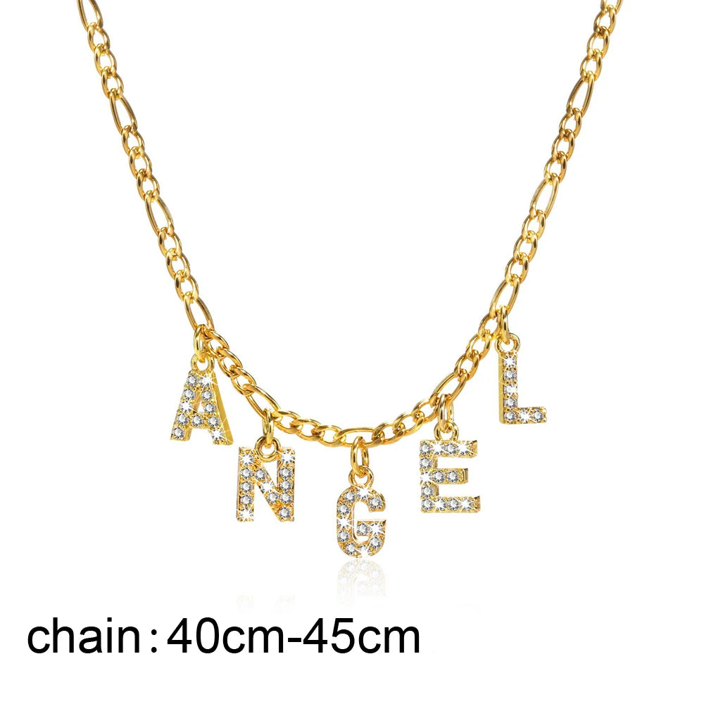 Personalized Initial Name Necklace Stainless Steel Alphabet Letter Pendant ,Initial Collar Statement Gift.