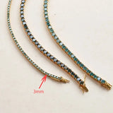 3mm Multicolor Full Moissanite Tennis Bracelet S925 Silver VVS1 Moissanite Bracelet 14-23cm.