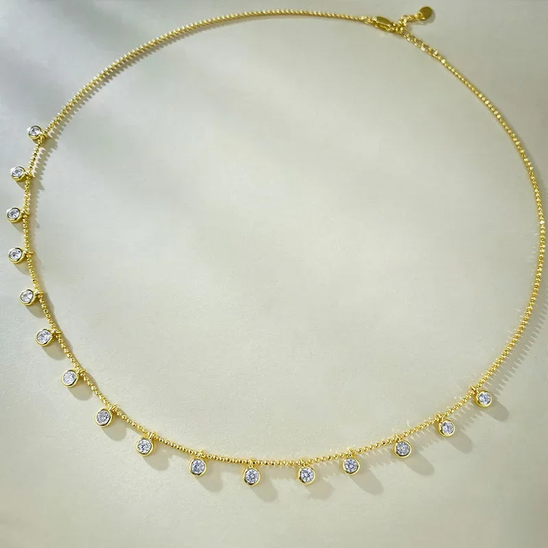 Charm Moissanite Diamond Necklace 100% Real 925 Sterling Silver Jewellery.