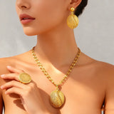 Gold plated color set, Necklace and earrings set for women high quality plated jewelry set.