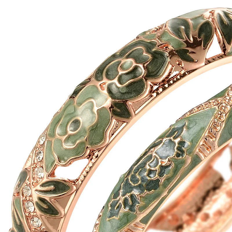 Cloisonne Double Bangle Bracelet On Hand Enamel Jewelry Women's Hand Bracelet.