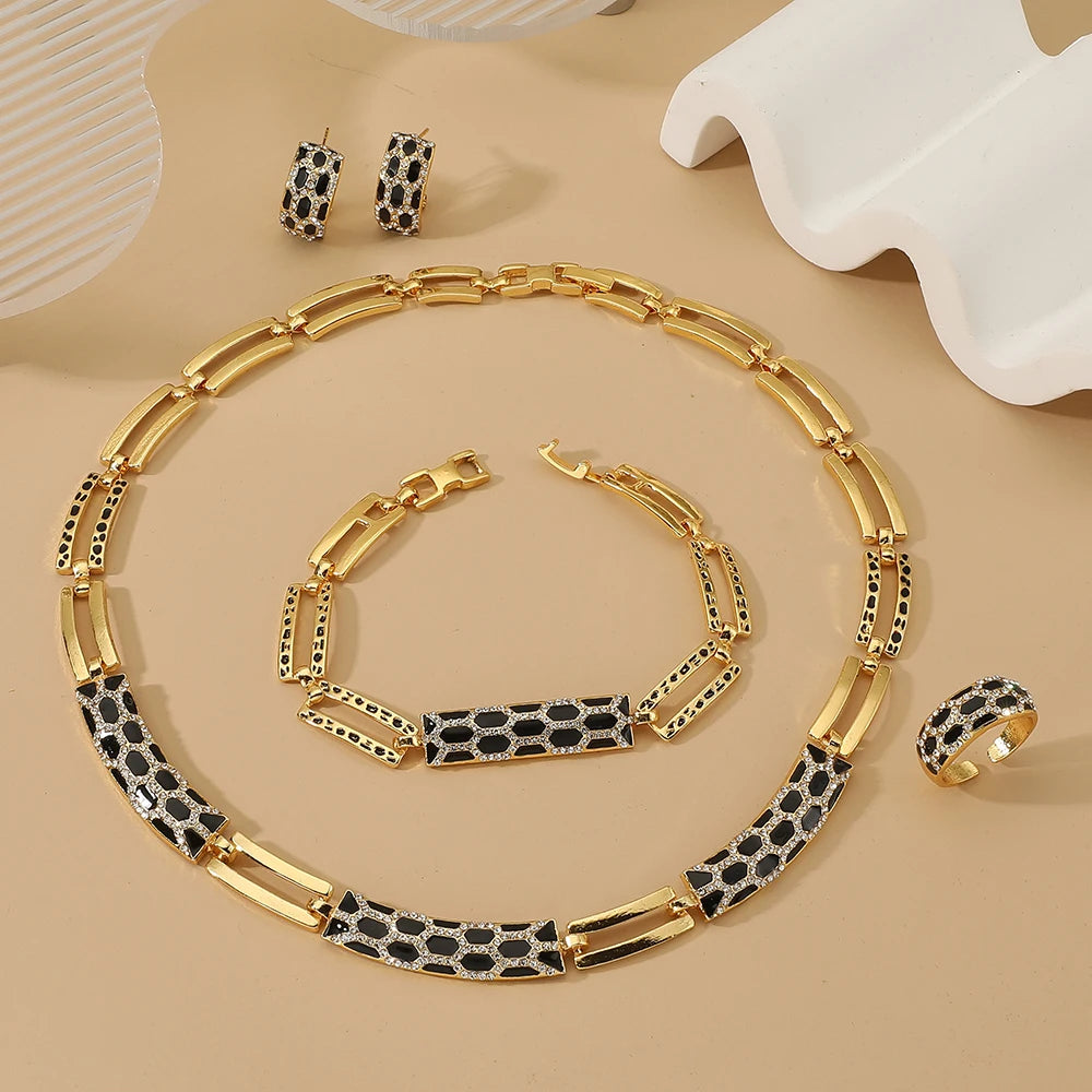 stainless steel  24K Real gold plating Retro thick chain Jewelry Set.