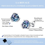 Round Cut Alexandrite Solitaire Stud Earrings 925 Sterling Silver Women Jewellery.