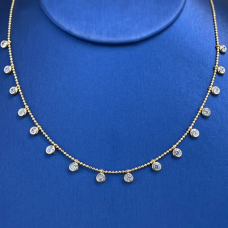Charm Moissanite Diamond Necklace 100% Real 925 Sterling Silver Jewellery.