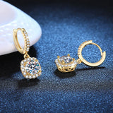 Luxury 100% Real 18k Gold  Women's Classic Square Moissanite Earrings with Diamond Studs