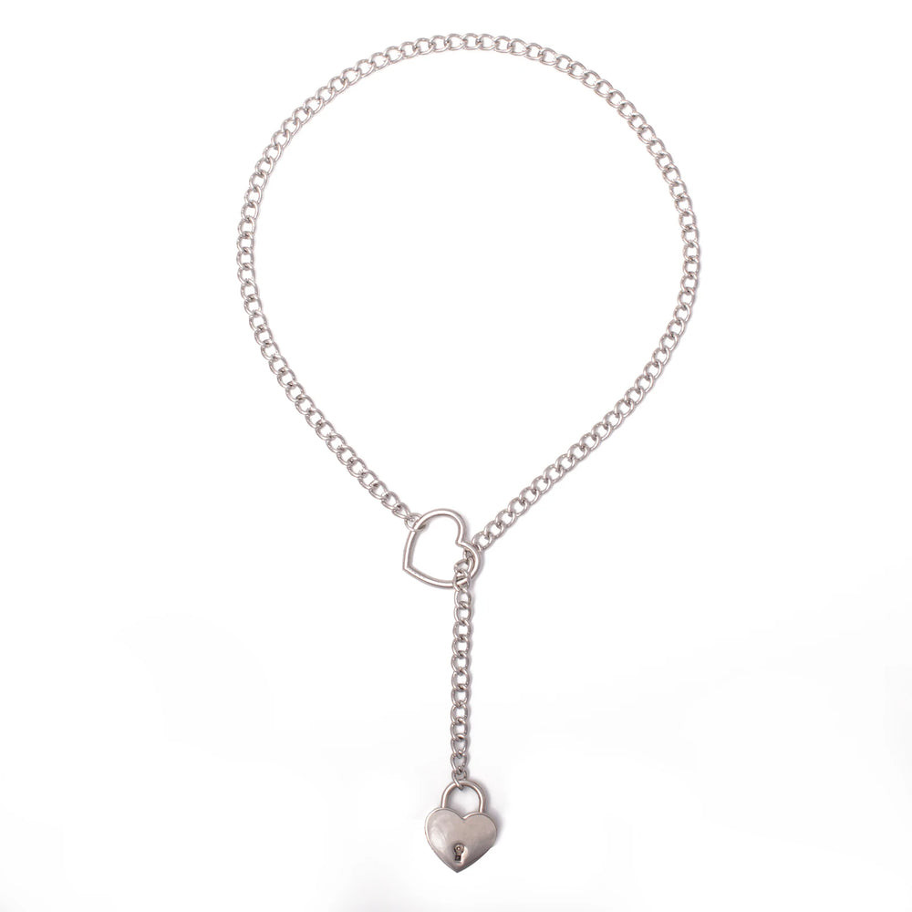 Heart Lock Slip Chain Necklace Love Chains Padlock Necklace.
