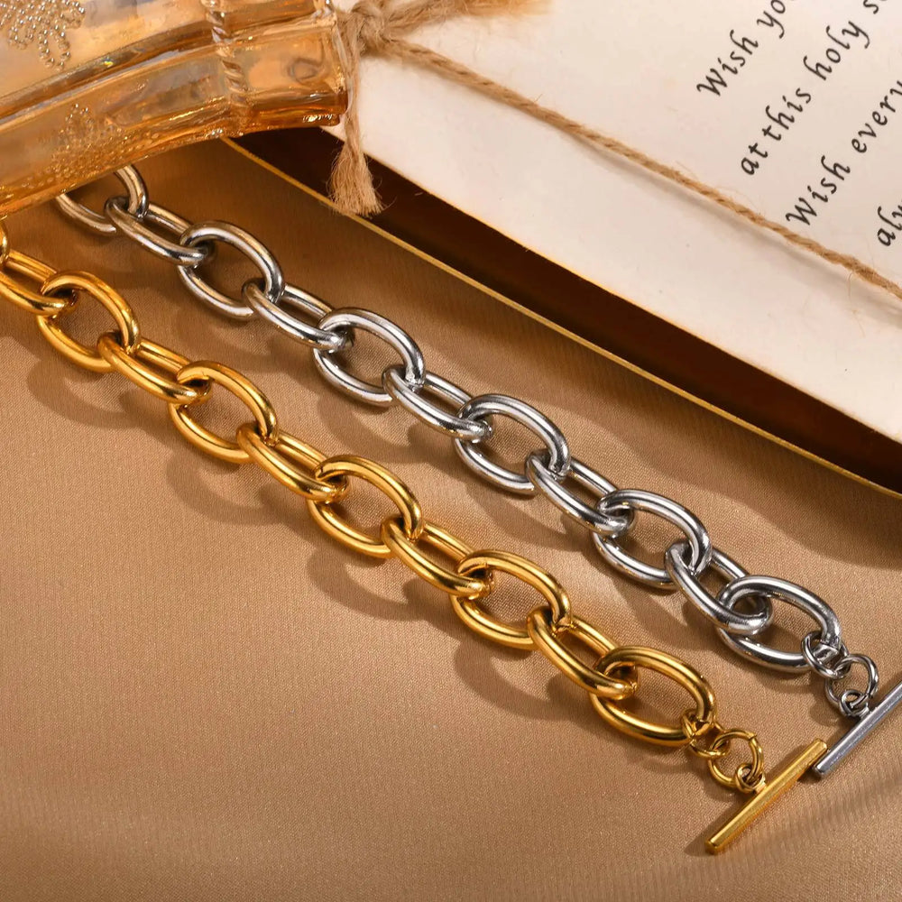 Chunky Bold Bracelets, Stainless Steel, Bracelet Gold Plated Tarnish Free.