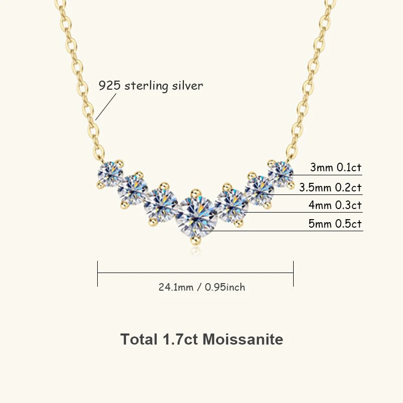 Moissanite Necklace D VVS1, D Color Sparkling Lab Diamond Luxury Necklaces 925 Sterling Silver with Certified.