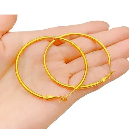 18K  Gold Earrings 3cm in Diameter, Exuding Simple, Fashionable and High - end Temperament