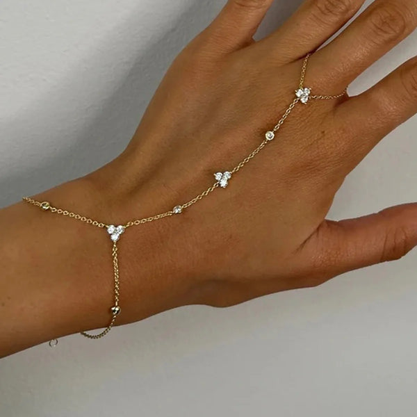 Rhinestone Flower Bracelet Geometric Crystal Metal Bracelet Jewelry Alternate View