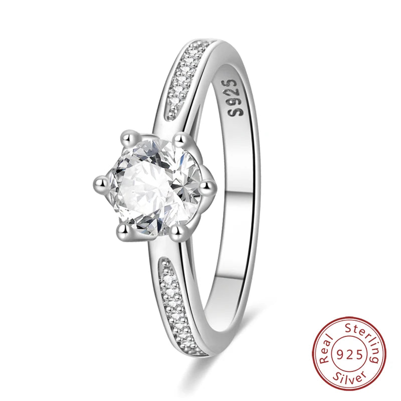 Original 925 Sterling Silver Minimalist Ring Sparkling Cubic Zirconia Ring Jewelry.