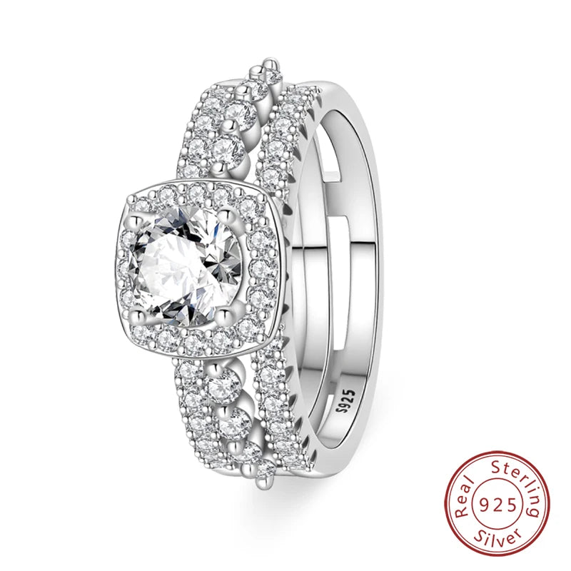 Original 925 Sterling Silver Minimalist Ring Sparkling Cubic Zirconia Ring Jewelry.