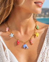 18K Gold Plated Pearl, Shell, Conch, Starfish Summer Beach Necklace, Stainless Steel Waterproof Charm Jewelry