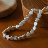 Colorful Natural Freshwater Plum Blossom Baroque Flower Pearl Necklace S925 Pure Silver Buckle Tail Chain.