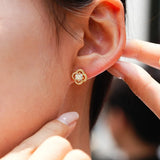 Luxury 100% Real 18k Gold Ring  Moissanite Women's Stud Earrings Luxury Classic.
