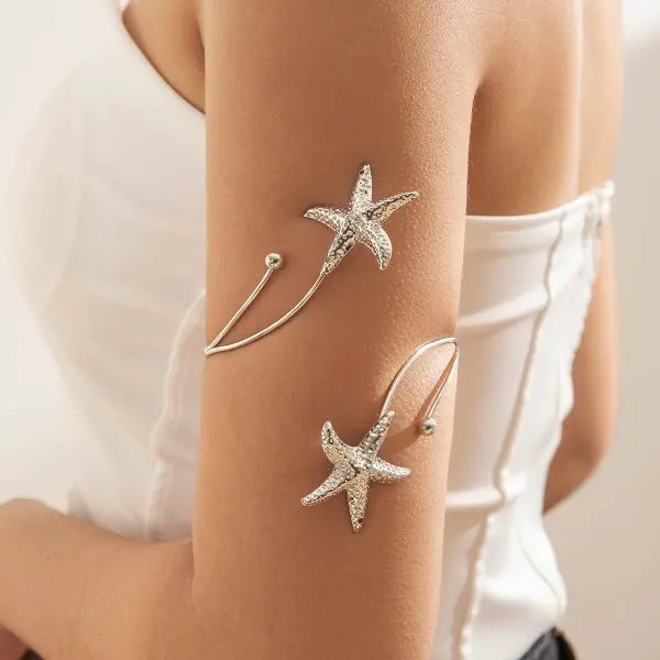 Elegant Sun Adjustable Cuff Bracelet Unique Gold Upper Arm Bangle.