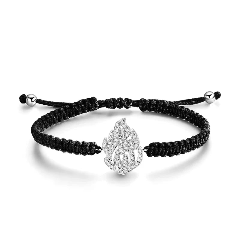MUXIFC All Moissanite Bracelets Braided-rope Adjustable Hand Chain For Women Men 925 Silver Fashion Flame Bracelet GRA Jewelry