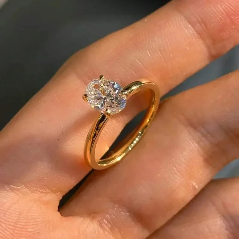 925 Sterling Zirconia 1-3CT Gorgeous Shiny Oval Stone Ring Luxury High Quality Jewelry.