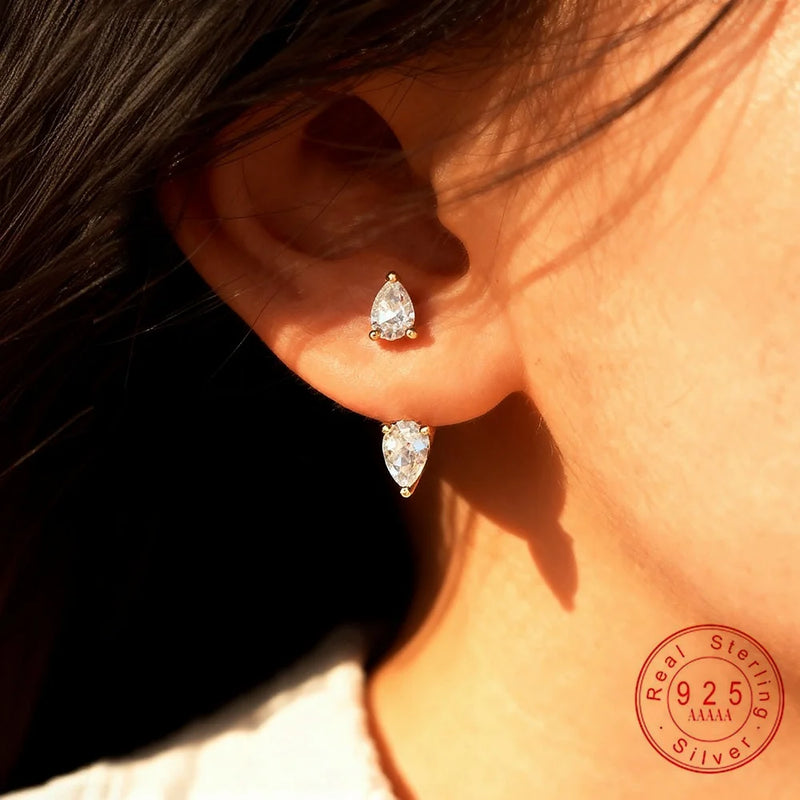1CT D Color Moissanite Teardrop Earrings - 925 Sterling Silver Plated 18K Gold Drop Earrings Luxury Jewelry