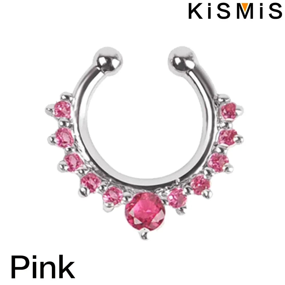 1PC Fashion Rhinestone Nose Ring Lip Ring Faux Septum Rings Unisex Jewelry.