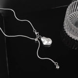 Stainless Steel Long with Pearls Necklace for Women Adjustable Chain Fashion Jewellery.