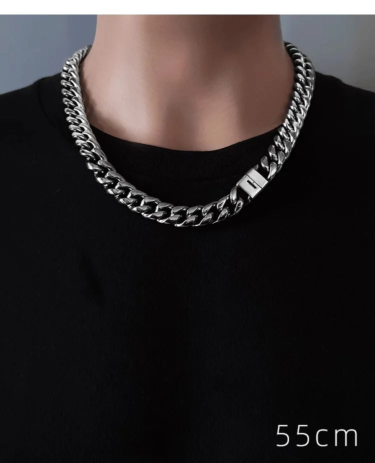Ultra Thick 14mm Hip-Hop TA1 Pure Titanium Men's Bracelet Titanium Alloy Clasp Non-Allergic Titanium Bracelets and Necklaces