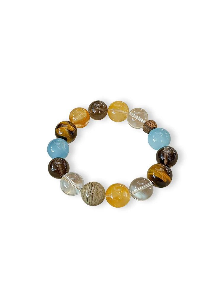 12mm~14mm natural white crystal splicing sea blue treasure bracelet with clear texture and versatile daily accessories