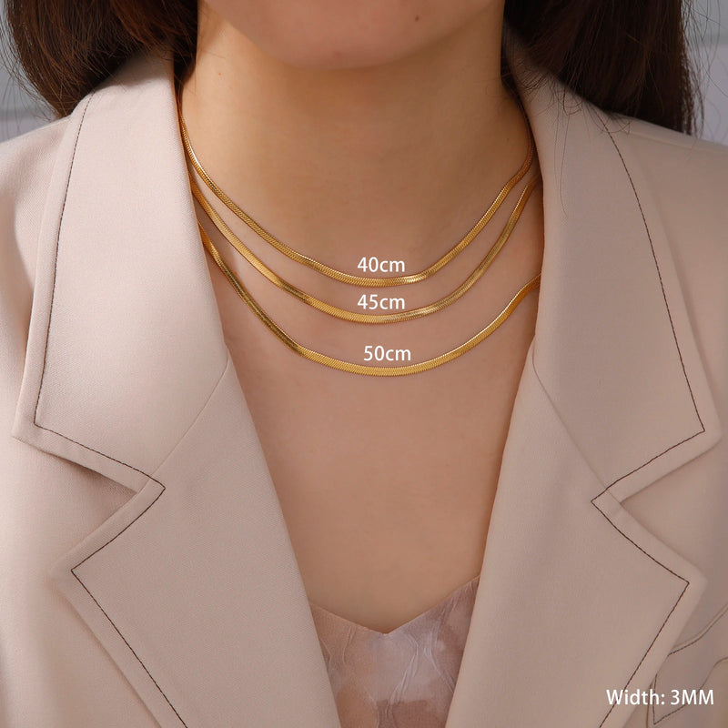 pretty Stainless Steel Necklace Gold Color Neck Jewelry
