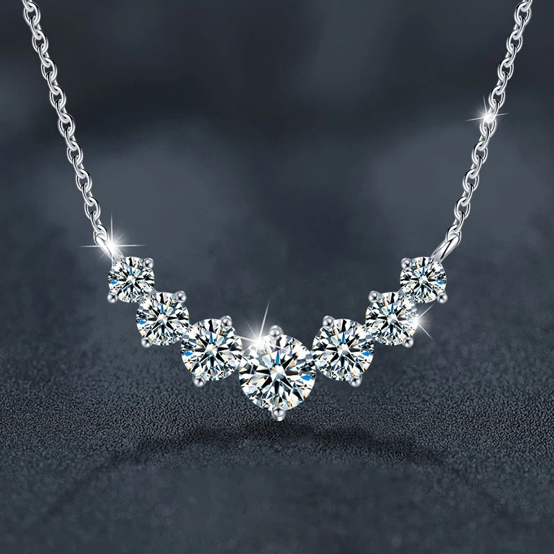 Moissanite Necklace D VVS1, D Color Sparkling Lab Diamond Luxury Necklaces 925 Sterling Silver with Certified.