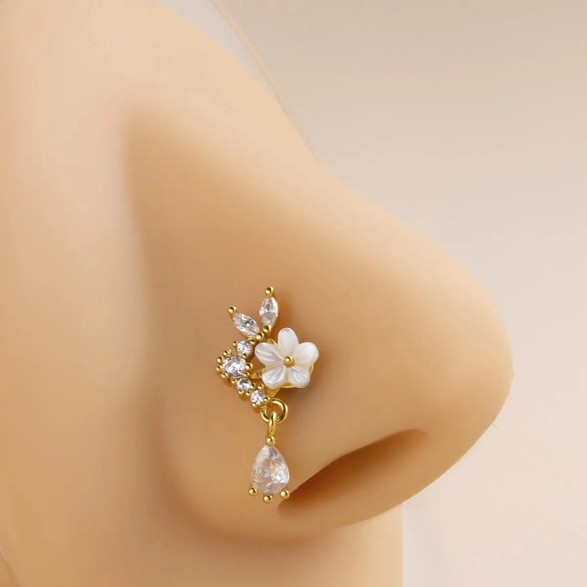 Dangle Nose Ring Piercing Stainless Steel Nose Bend Ring Butterfly Pendents Dangling Nose Piercing Jewelry