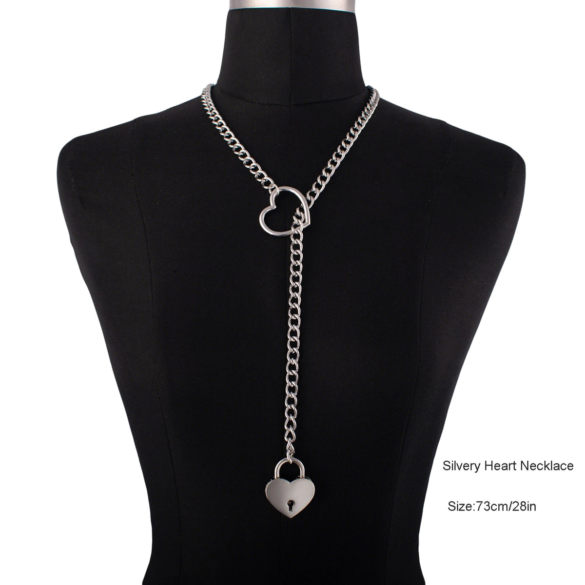 Heart Lock Slip Chain Necklace Love Chains Padlock Necklace.