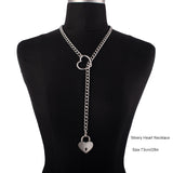 Heart Lock Slip Chain Necklace Love Chains Padlock Necklace.